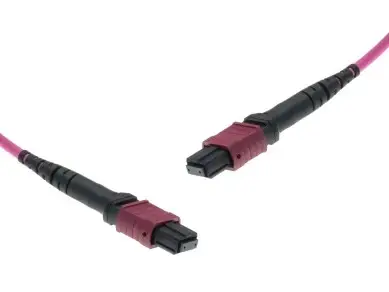 MTP® female to MTP® female Multimode OM4 cable 8 Cores, MPO compliant, 50/125 µm, purple, 0.5 m - 100 mm